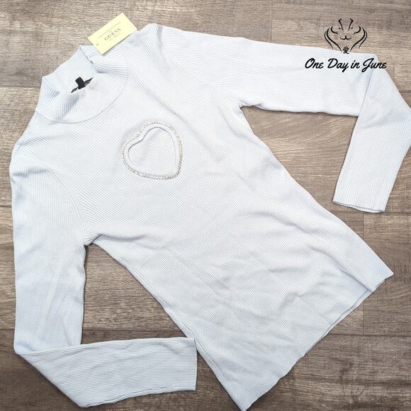 Guess Long Sleeve Ribbed Top Size L - Picture 1 of 5